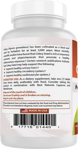 Vista 7 de Best Naturals Tableta de semillas de apio de 600 mg, 180 unidades (817716014401)