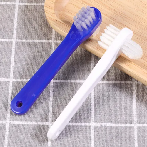 Vista 3 de Healifty Cepillo de dientes de doble cara para dentaduras postizas con cerdas dobles para una limpieza efectiva, cepillo de dientes manual compacto