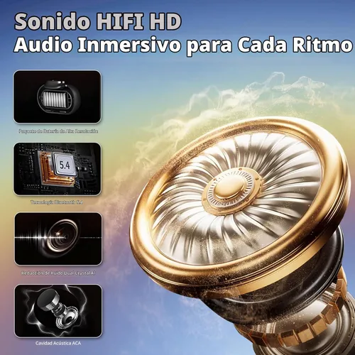 Vista 3 de Auriculares de oreja abierta 2 en 1 y auriculares intraurales, Bluetooth inalámbrico 5.4 con reproducción de 60 horas, retardo 0, control táctil