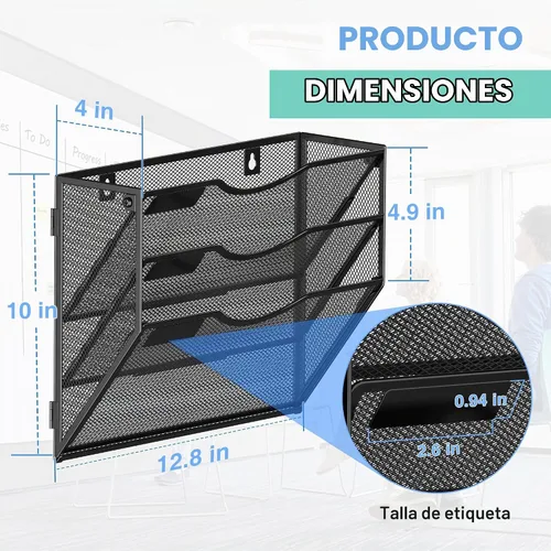 Vista 2 de Kuntine.B - Organizador de archivos de pared para oficina, para colgar revistas, organizador de archivos de pared para oficina y hogar