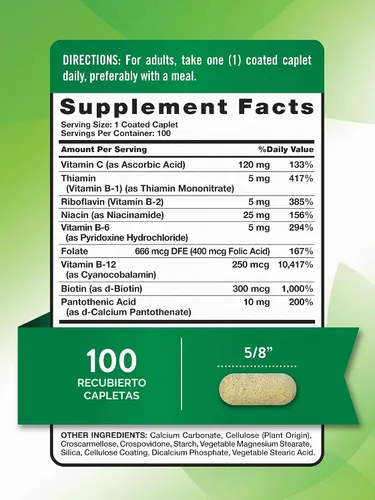 Vista 2 de Nature's Truth Complejo de vitamina B más vitamina C 100 cápsulas