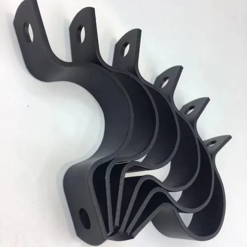 Vista 3 de Clip de tubo de metal con clip fijo en forma de U, color negro, doble agujero, soporte en forma de U, cinturón de tubo (paquete de 6) (1 pulgada)