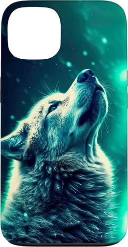 Vista 7 de Howling Wolf in Night Green Northern Lights Wolves Dog Lover Case for iPhone 16