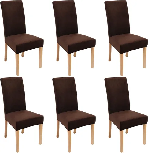 Vista 26 de smiry - Fundas para sillas de comedor de terciopelo elástico y suave, extraíbles, Terciopelo, Beige