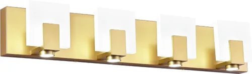 Vista 10 de SOLFART Luces LED regulables para tocador de baño, lámparas modernas con focos, 4 luces, acabado negro mate, base de metal, acrílico blanco