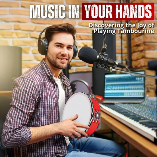 Vista 8 de Flexzion Pandereta de madera de mano para adultos de 6 pulgadas, doble fila de 8 pares de jingles (rojo) - Instrumento musical de pandereta redonda