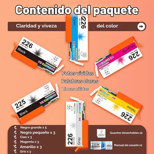 Vista 8 de Miss Deer PGI-225/CLI-226 - Cartuchos de tinta para Canon MG6220