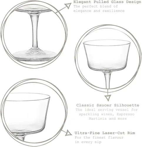 Vista 3 de Bormioli Rocco Bartender Novecento - Vasos de cóctel Fizz de 7.5 onzas, juego de 4, transparentes