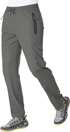 Vista 3 de Gopune Pantalones deportivos ligeros para hombre para senderismo, correr, secado rápido, pantalones deportivos casuales con bolsillos con cremallera