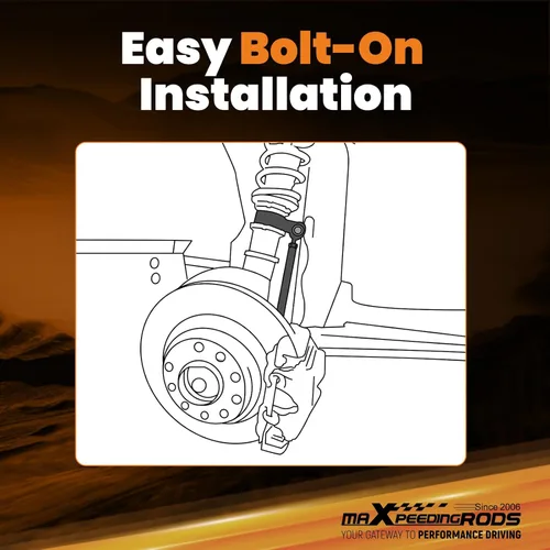 Vista 4 de maXpeedingrods Barras de Esfuerzo Laterales Ajustables Delanteras para BMW Serie 3 E36 E46 M3 E90 E91 E92 E93, Kit de Suspensión de Barras