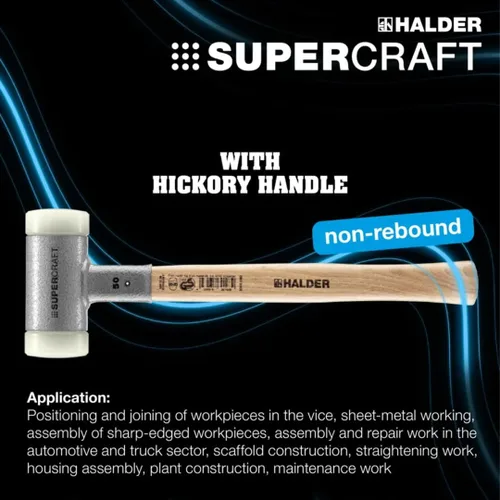 Vista 2 de Halder SuperCraft Dead Blow Mallet 3366.020 - Mazo sin rebote, inserciones de nailon duro, mango de madera de nogal americano con protector