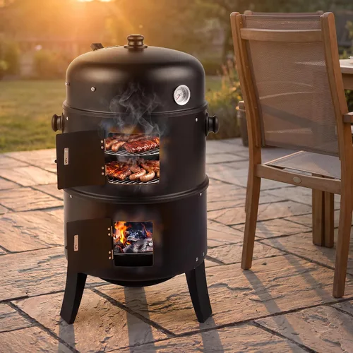 Vista 7 de Parrillas de carbón portátiles, parrilla de barril ajustable para patio trasero 19" W x 16" D x 31" H(Vertical)