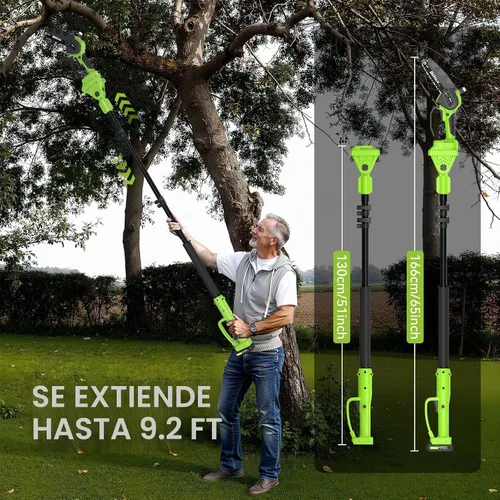 Vista 2 de Sierra de poste inalámbrica para poda de árboles, motosierra de 6 pulgadas con poste de extensión