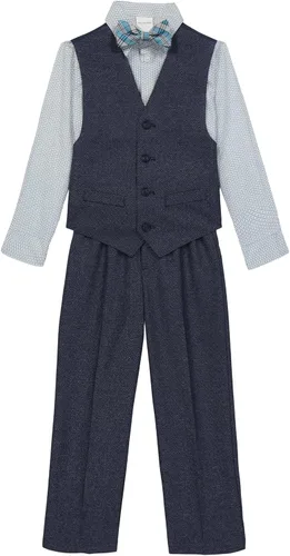Vista 9 de Van Heusen Conjunto de traje formal de 4 piezas para niños, chaleco, pantalones, camisa de vestir con cuello y corbata