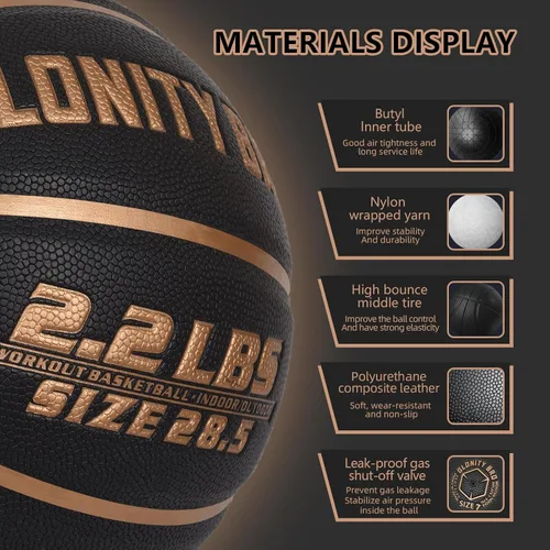 Vista 4 de Baloncesto con peso, color gris, 28.5 pulgadas/29.5 pulgadas, 2.2 libras/3 libras, antideslizante, para exteriores e interiores, para driblar