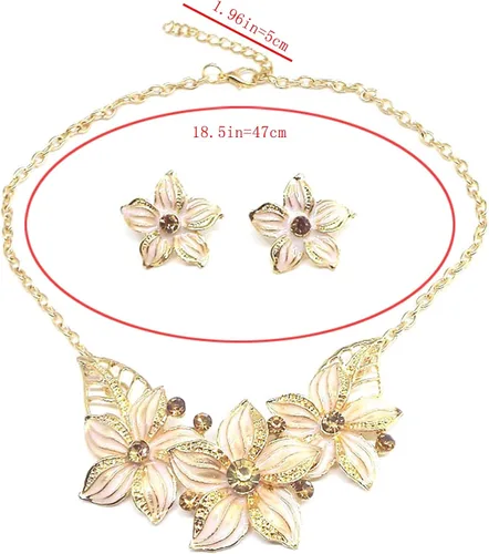 Vista 3 de Zittop Juego de collar y pendientes chapados en oro para mujer