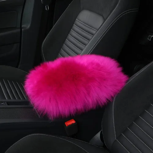 Vista 7 de IRIWOOL - Funda de reposabrazos de piel de oveja, cubierta de reposabrazos de auto, cojín suave de consola para coche, cubierta de consola central