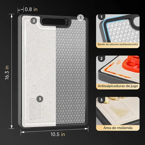 Vista 4 de Tabla de cortar de doble cara, 1 pieza de tablas de cortar de acero inoxidable 316 para cocina, grado alimenticio, malla resistente a los arañazos