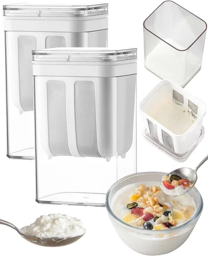 Vista 8 de Colador de yogur, filtro de leche de yogur griego grueso de 19 oz/19.0 fl oz, colador de alimentos, colador de yogur griego con bolsa de malla fina