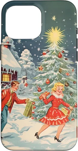 Vista 19 de iPhone 16 Vintage 1950s Nostalgia Christmas Snowflakes Christmas Tree Case