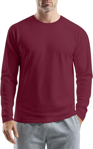 Vista 31 de Camisetas para hombre, manga larga, color sólido, cuello redondo, camisetas básicas informales, M-3XL