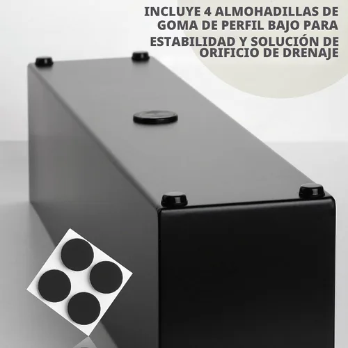 Vista 4 de Caja rectangular moderna de acero inoxidable para plantas Negro mate
