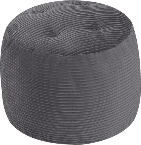 Vista 21 de MeMoreCool Puf otomano redondo, reposapiés de pana beige con relleno de espuma, taburete compacto para sofá, decoración de sala de estar