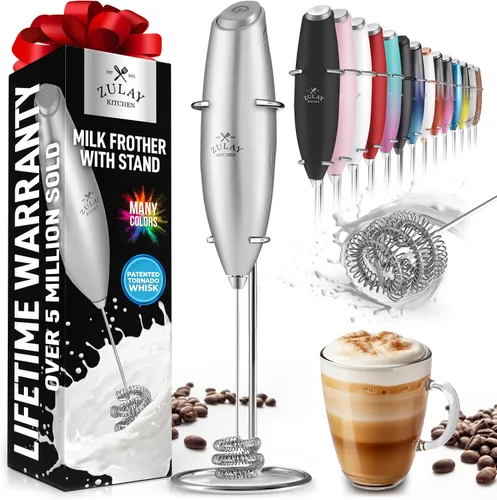 Vista 599 de Zulay Milk Boss Espumador de leche potente manual, hace espuma para latte, batidor para mezclar bebidas, café, miniespumador para capuchino, frappé