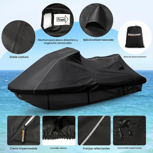 Vista 3 de Cubierta impermeable para moto acuática a medida para Sea-doo Spark 2up Spark Trixx 2up, cubiertas para jetski Waverunner de 600D Oxford