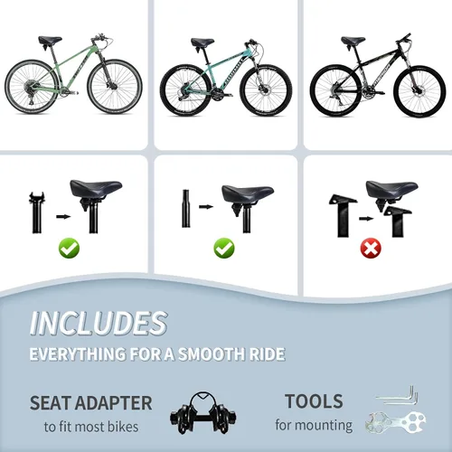 Vista 6 de YLG Asiento de bicicleta cómodo de gran tamaño para ciclista casual Sillín de bicicleta grande, amortiguación firme, para mujeres y hombres