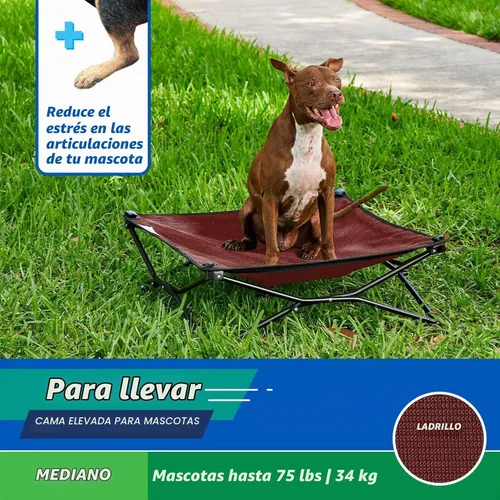 Vista 3 de Coolaroo On-The-Go Cama Elevada para Perros - Cama Plegable Emergente de Viaje para Perros con Tela Transpirable, Resistente a la Humedad, Bolsa