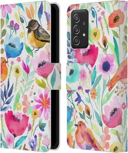 Vista 176 de Head Case Designs Officially Licensed Ninola Brushstrokes Black Summer Patterns Leather Wallet Case Compatible with Samsung Galaxy A07 4G