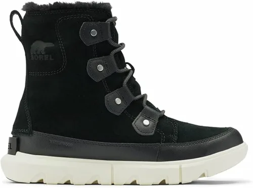 Vista 2 de SOREL Explorer II Joan - Botas de piel sintética para mujer, botas de ante impermeables, Black Fawn, 9