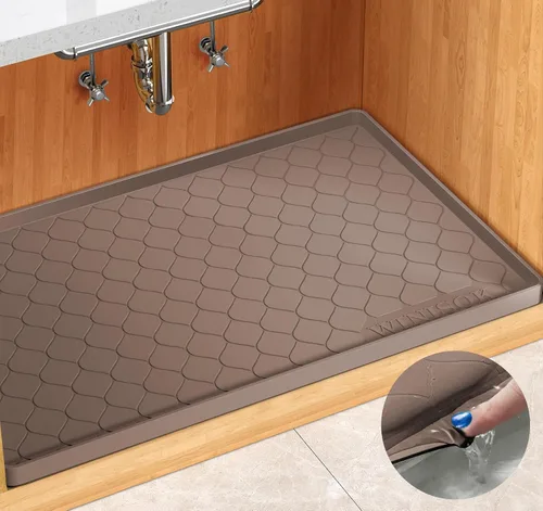 Vista 14 de Winisok Alfombrilla de silicona para debajo del fregadero de 19 x 19 pulgadas, artículos esenciales de cocina y artilugios, forro de estante