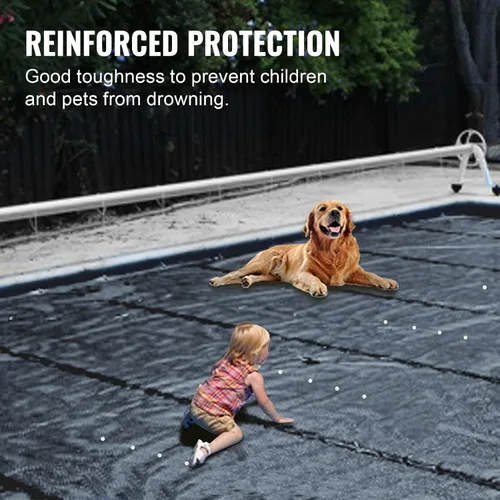 Vista 5 de VEVOR Cubierta rectangular para piscina de 12 x 20 pies, toldo de invierno de PVC color carbón, impermeable y repelente de suciedad