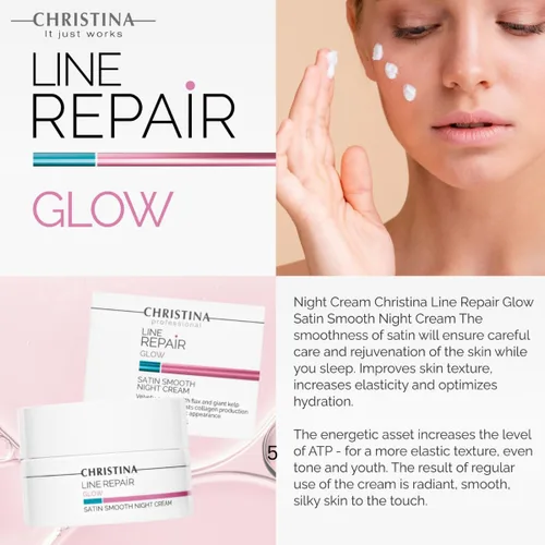 Vista 6 de CHRISTINA- Line Repair - Crema de noche suave satinada Crema facial de noche con fórmula minimizadora de poros Rejuvenece, nutre e hidrata tu