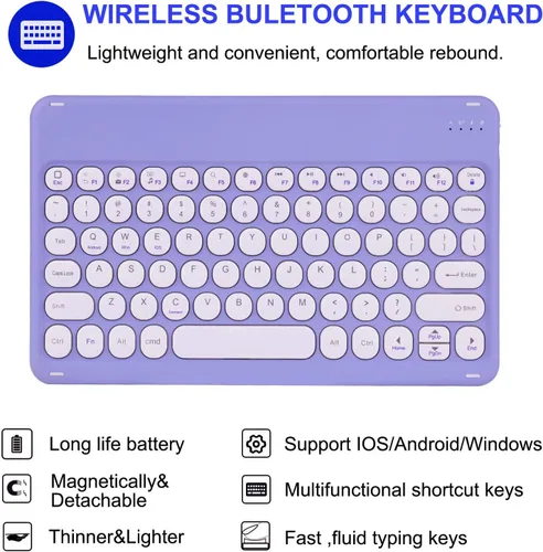 Vista 5 de Funda de teclado para Galaxy Tab S6 Lite de 10.4 pulgadas modelo 2022 (SM-P610/P615), funda delgada de cuero tipo folio, teclado inalámbrico