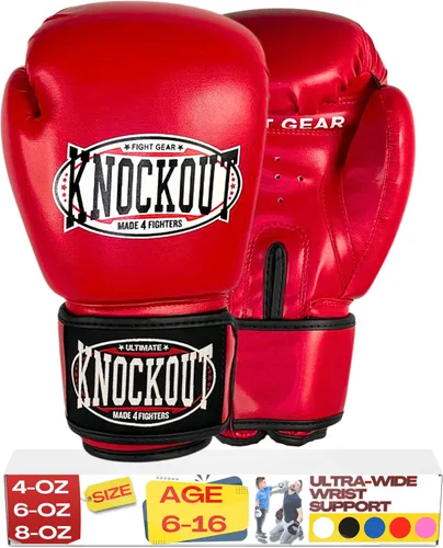 Vista 10 de Kids Boxing Gloves for Training, Youth Punching Bag Gloves Age 4-15 boys & girls, Wide hook-and-loop wrist strap, High-density foam padding, boxing