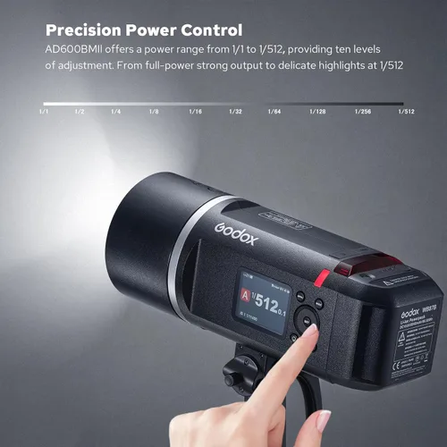 Vista 7 de Godox AD600BM II AD600 BM II - Estroboscópico de flash para exteriores, portátil 600Ws 2.4G 1/8000 HSS Monolight, 0.01-1.9s Reciclaje, lámpara LED