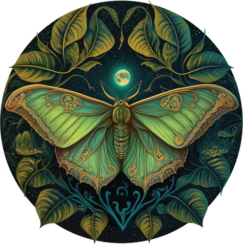 Vista 2 de Calcomanía de pared Luna Moth (15 pulgadas de ancho x 15 pulgadas de alto)