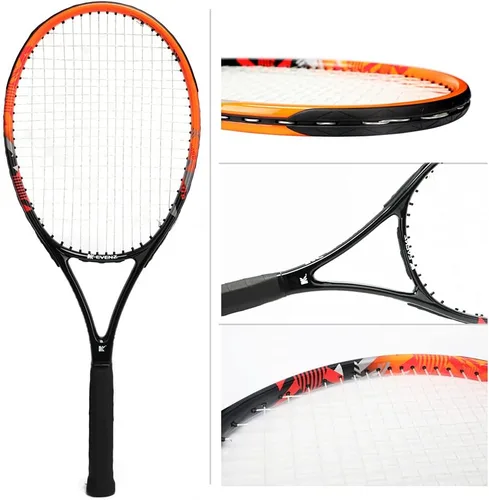 Vista 4 de KEVENZ Raqueta de tenis para adultos, raqueta de tenis de fibra de carbono con bolsa de transporte, peso ligero y resistente a los golpes