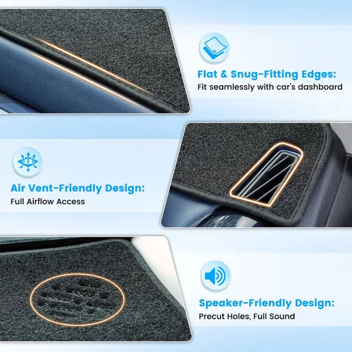 Vista 3 de KUST Funda negra para salpicadero compatible con Tesla Modelo Y Modelo 3 2017-2023, accesorios para el modelo Y Modelo 3, tapete antideslizante