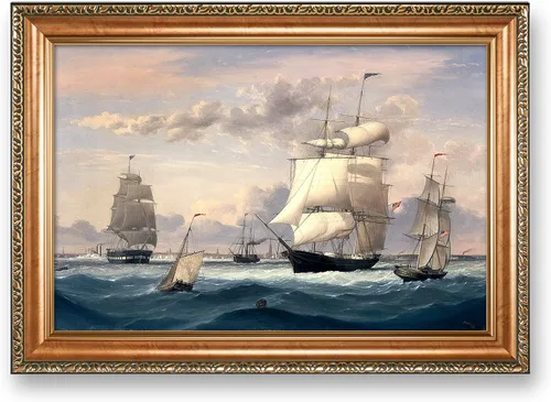 Vista 88 de A&T ARTWORK A Brisk Breeze por Willem van de velde Reproducciones de pintura de velero, impresiones en lienzo giclée para decoración del hogar, 20 x