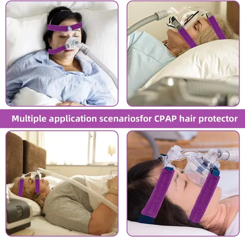 Vista 6 de Paquete de 6 fundas de correa CPAP de satén suaves, cojines de máscara CPAP, cojines de correa CPAP transpirables, protector de cabello CPAP