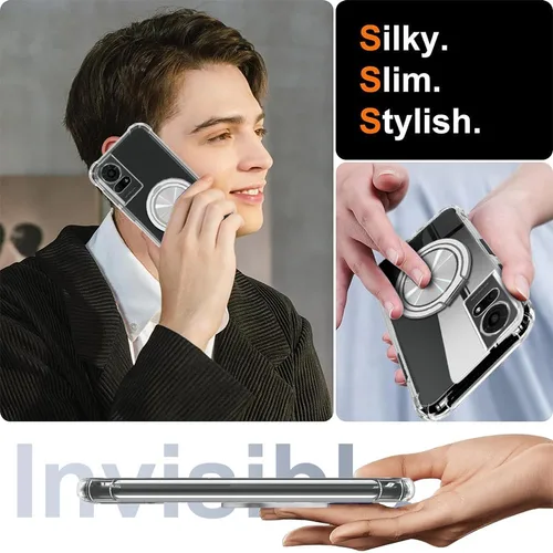 Vista 5 de Funda de teléfono para TCL K24/K23/TCL 50LE 50 LE 5G 2024 con protector de pantalla giratorio de 360° con soporte de anillo [no amarillento] Funda