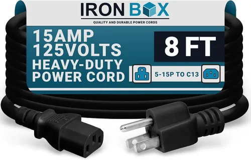Vista 49 de IronBox Electric - Cable de Alimentación de Servicio Pesado 5-15P a C13 - Cable PC SJT 14/3 de 3 Clavijas 15A 125V - Cable para Computadora