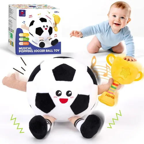 Vista 11 de hahaland - Juguete de abeja que rebota para el tiempo boca abajo, para 6 meses, juguete musical de abeja de peluche para bebés de 7, 8, 9, 10, 11