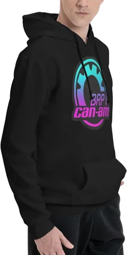 Vista 5 de GKEWEA Can-Am Logo Modelos para parejas, sudaderas básicas sin botones de forro polar retro con bolsillos, color negro