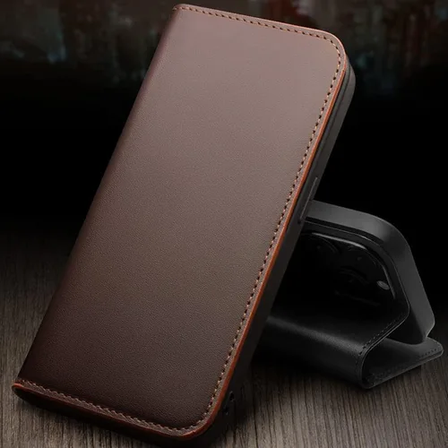 Vista 2 de COOVS Funda tipo cartera para iPhone 14/14 Plus/14 Pro/14 Pro Max, funda con cierre magnético de piel auténtica de alta calidad, con bloqueo RFID
