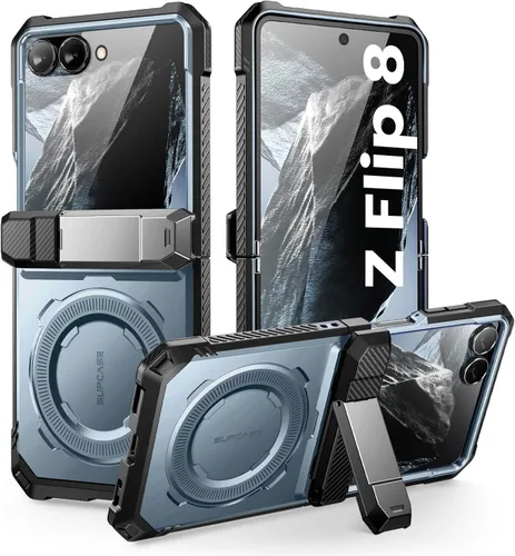 Vista 10 de SUPCASE Funda para Samsung Galaxy Z Flip 7 con soporte y protector de pantalla frontal (Unicorn Beetle Grip), [compatible con MagSafe]